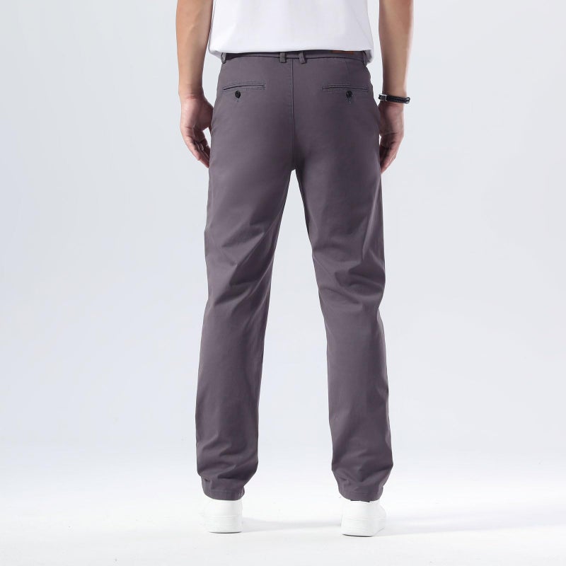 Plaid&Plain Men's Slim Fit Khaki Pants Men's Tapered Chino Pants 8801Grey 34X30 - Image 2